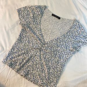Brandy Melville Gina Top in Blue and Green Floral, size small